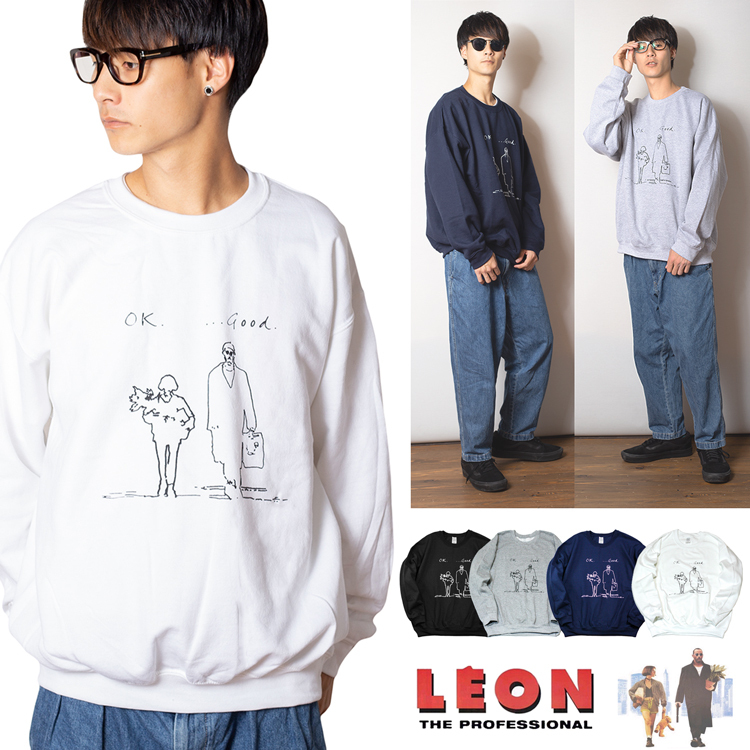 Leon レオン Ok Good クルーネック スウェット トレーナー 裏起毛 映画モチーフ ユニセックス Leon Sweat Okgood Oguoy Destroy It Create It Share It