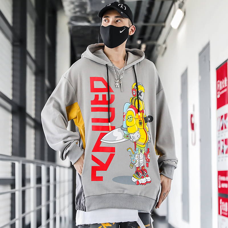アメリカのハイストリートファッションブランドヒップホップフード付きセーターメンズストリートスタイル緩いステッチ印刷ins国立潮秋の服 華北 Mixlily Shop 3