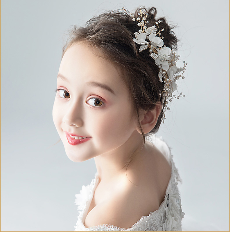 髪飾り ヘッドアクセサリー ウェディング フラワー子供 女の子 フォーマル ヘッドアクセサリー ヘアーアクセサリー 披露宴 結婚式 子ども 発表会 ホワイト Elegant