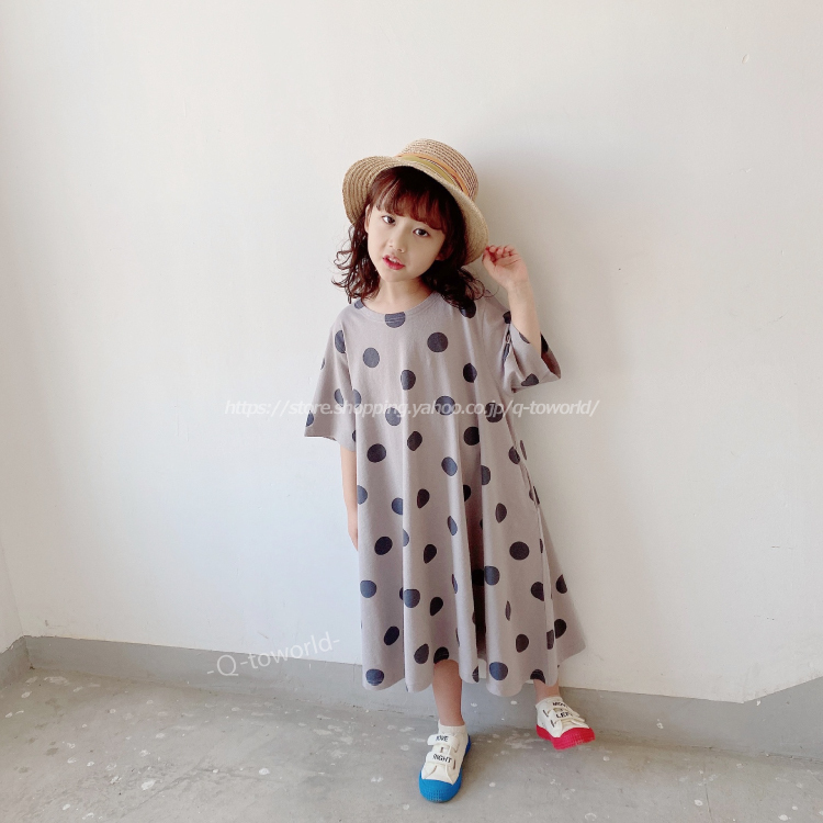 90 150 ドット柄 水玉 ワンピース リンクコーデ ママサイズ有 韓国版 女の子 韓国子供服 子供服 キッズ Q Toworld キュートワールド 子供服 メール便は何点でも送料の合計は280円