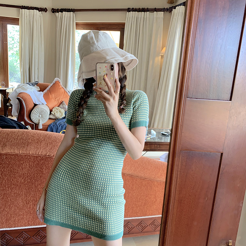 タイトワンピース グリーンチェックミニスカート And It Official