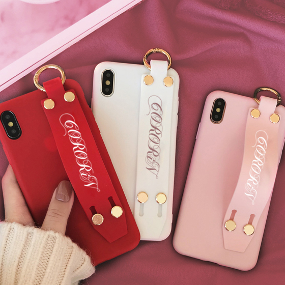 文字入れ 名入れ オリジナルオーダーメイド 落下防止バンド付き シンプルでマット ピンク カラーデザイン Spca0230pk スマホケース Iphoneケース Cororin かわいいスマホケース専門店