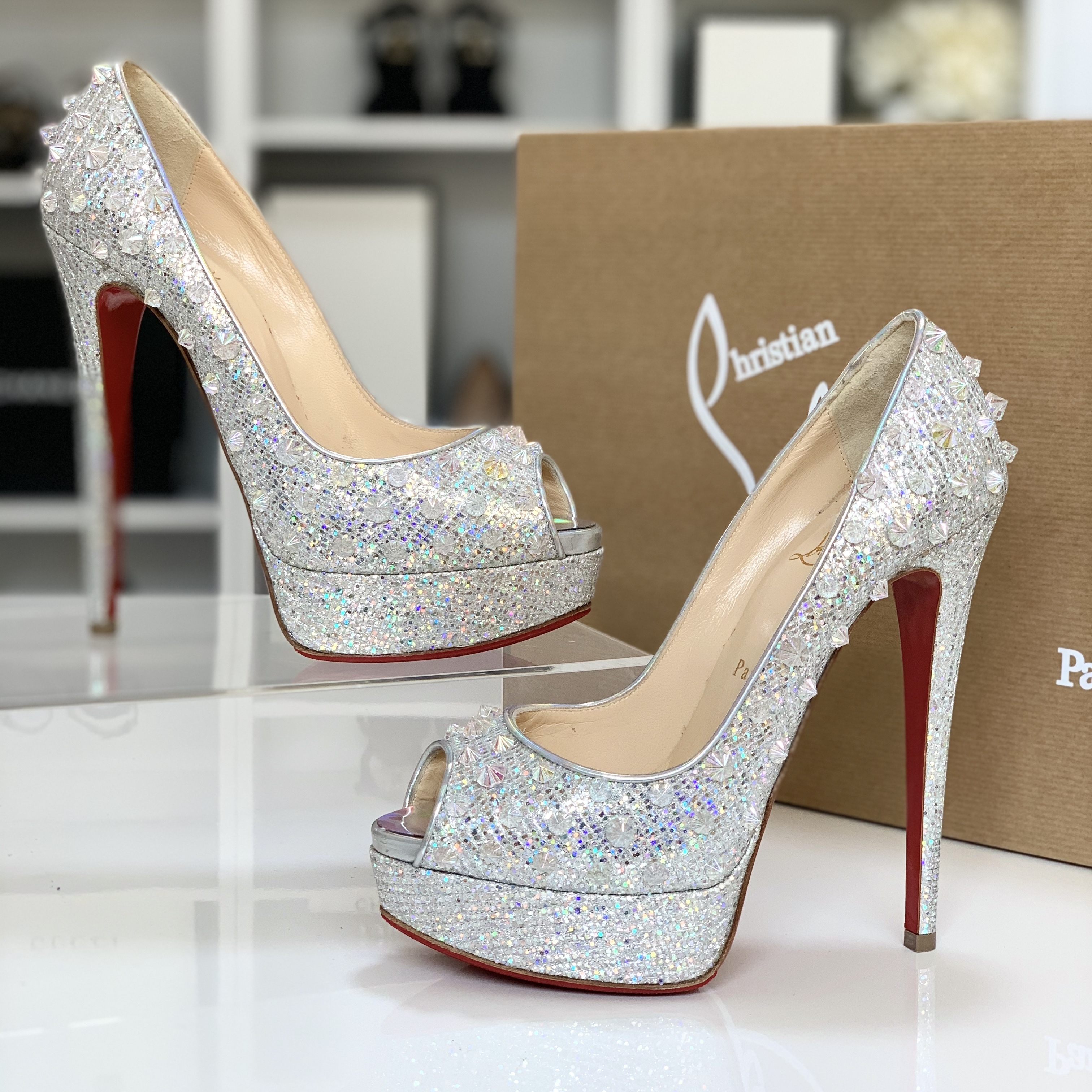 Christian Louboutin キラキラ グリッター ピンヒール-