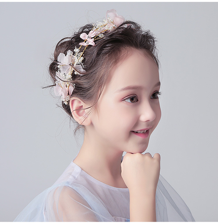 子どもヘアバンド カチューシャ フラワーティアラ 子供用 フォーマル 髪飾り ヘアアクセサリー キッズ 結婚式 ウェディング 発表会 入園式 卒園式 Elegant