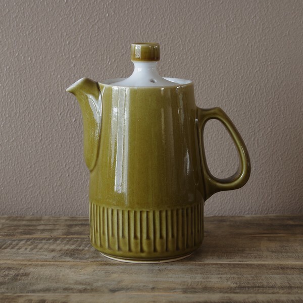 イギリス製 ヴィンテージ レトロモダン Denby デンビー Patrician パトリシアン コーヒーポット 1900 Langley ラングレー 陶器 アンティーク シンプル グリーン Flohmarkt フローマルクト