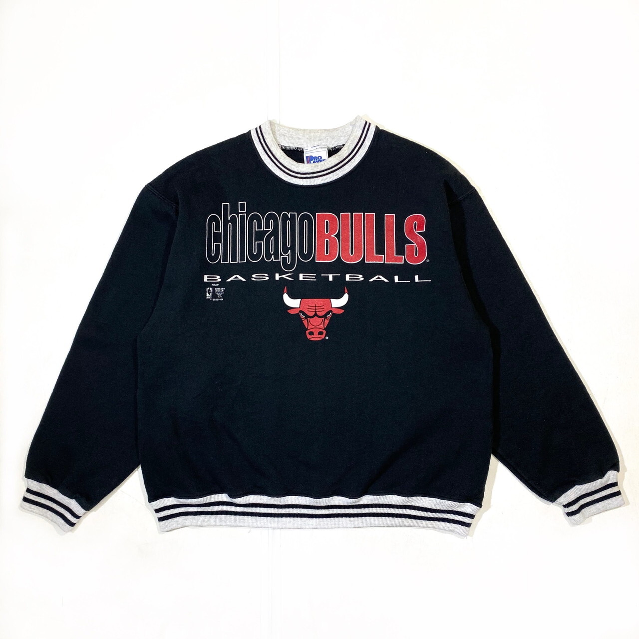 90年代 CHICAGO BULLS ブルズ プリント スウェットシャツ メンズM 古着 NBA PRO PLAYER 90S ビンテージ