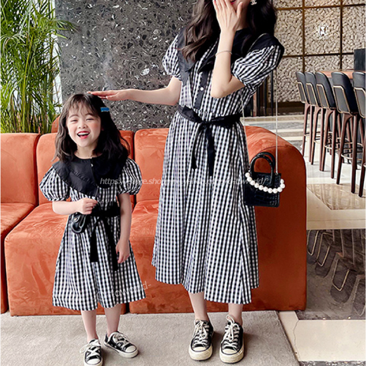 90 140 チェック柄 つけ襟取り外し可能 リボン ワンピース リンクコーデ ママサイズ有 親子コーデ 女の子 韓国子供服 子供服 キッズ Q Toworld キュートワールド 子供服 メール便は何点でも送料の合計は280円