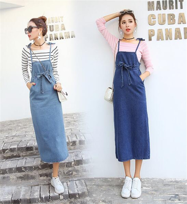 秋物新商品 リボン付き デニムサロペット オーバーオール レディース サロペットスカート ワンピースデニム オールインワン ゆったり デニムパンツ 韓国レディース キッズファッション Londonbridge ロンドンブリッジ