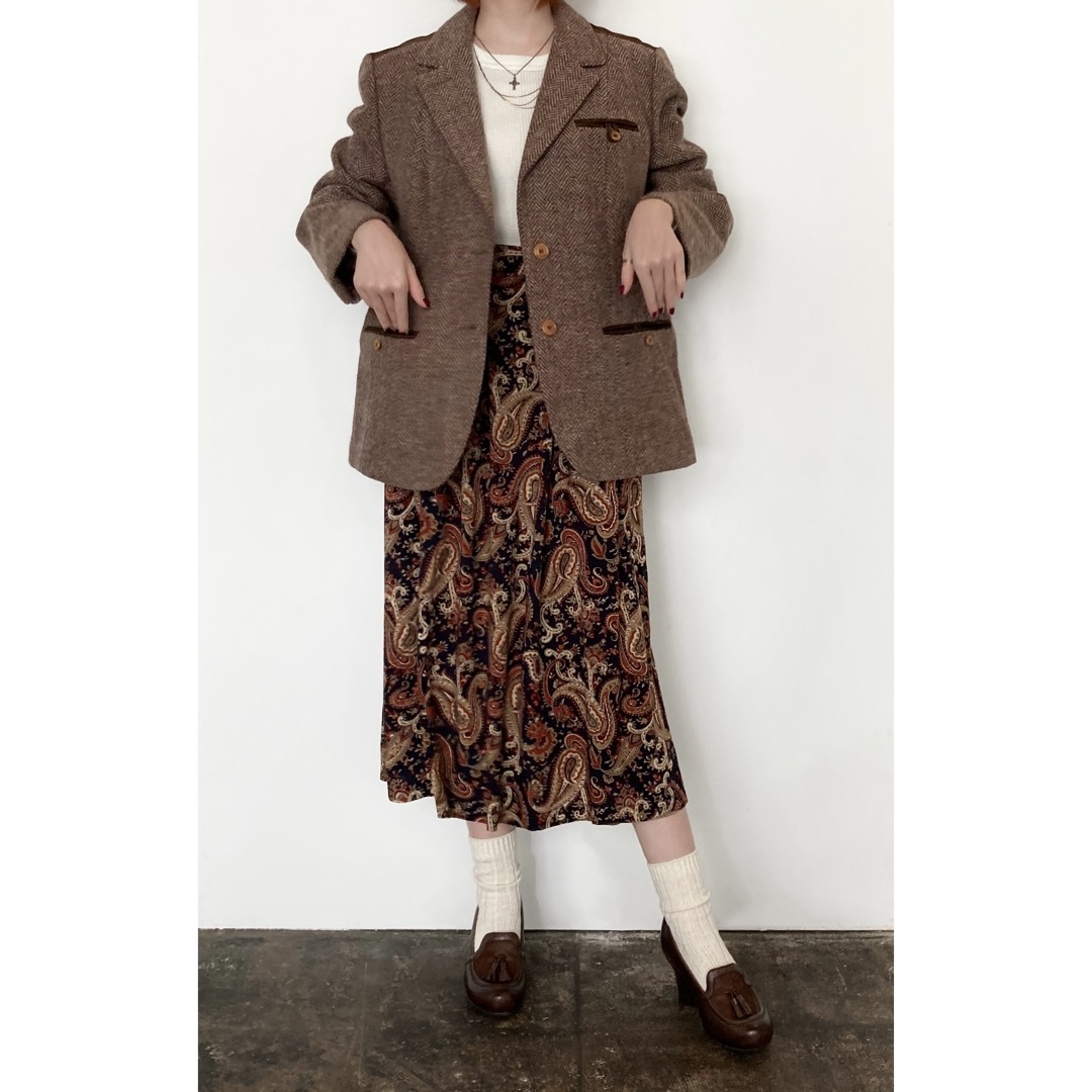 1980s Herringbone Tweed Tailored Jacket ヘリンボーンツイードジャケット Sugar Spun Sister Vintage Used