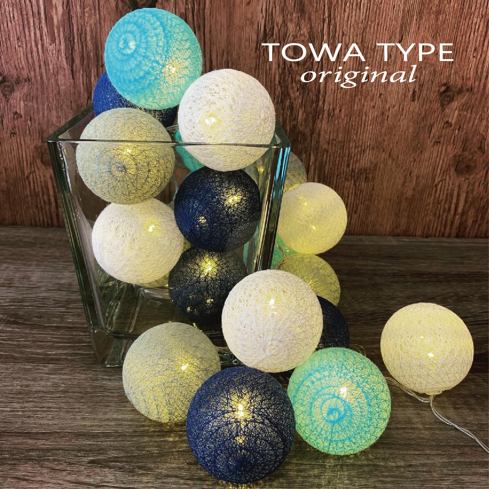 人感センサー ガーランドライト 白空青灰 コットンボール ウェルカム 