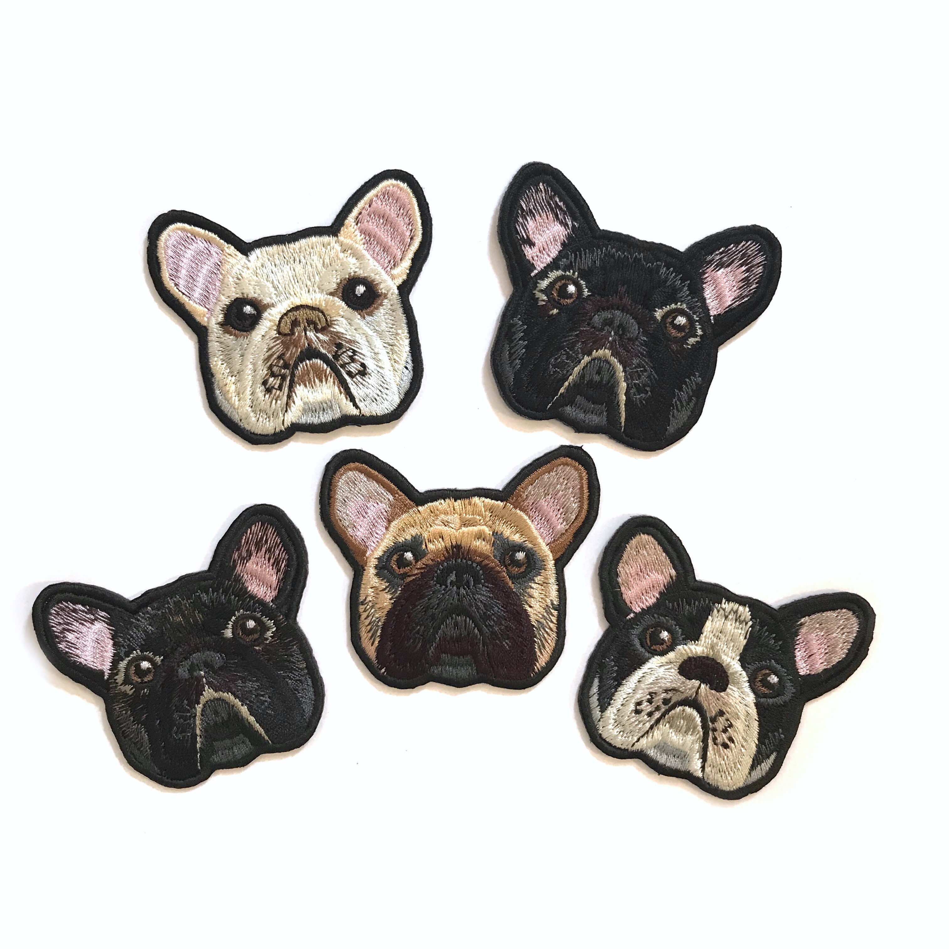 フレンチブルドックの刺繍ワッペン アトリエリジッタ