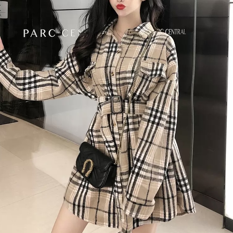 レトロ チェック柄 ミニワンピース 2色 B54 韓国レディースファッション通販 Bella ベラハート Select Import Shop