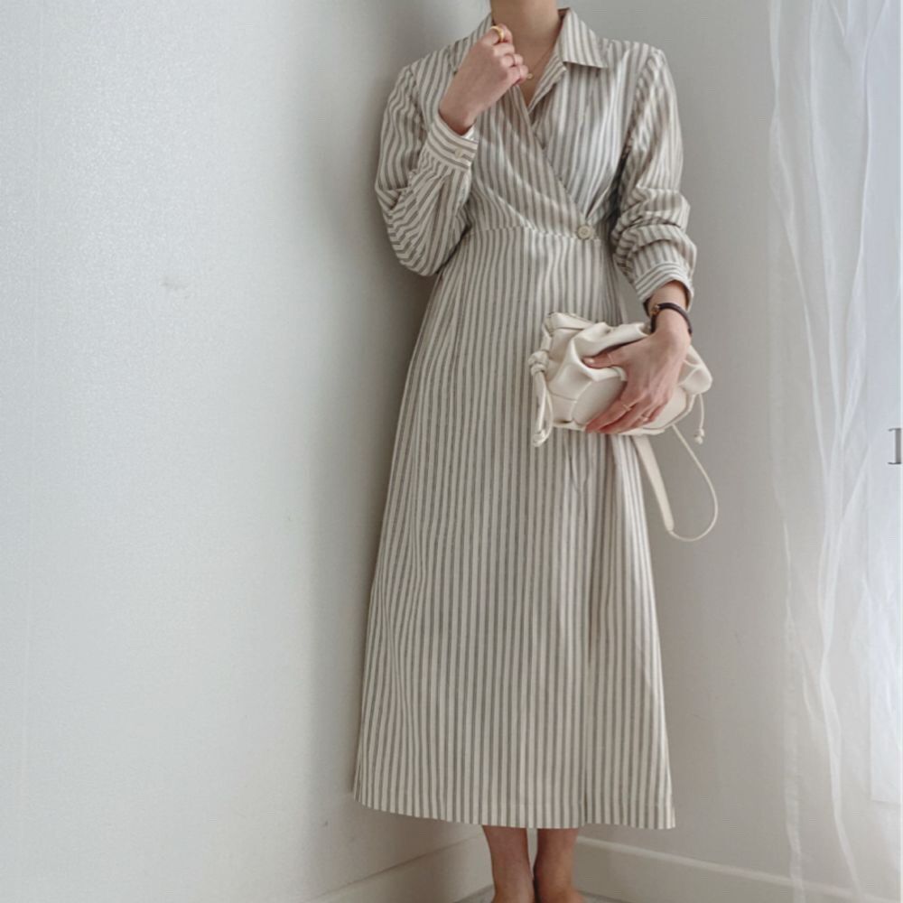 オープンカラーカシュクールロングワンピース 105 Quin5