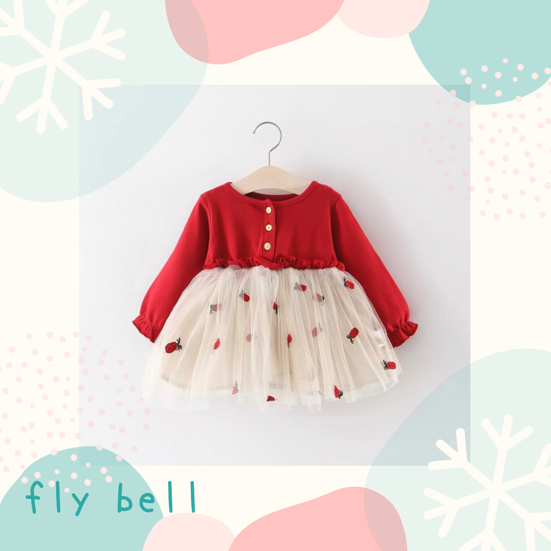 一部即納 フルーツ柄チュールワンピース チュール ワンピース 女の子 キッズ ベビー 海外子供服 インポート 韓国 プチプラ 海外 子供服 Fly Bell Import Select Shop