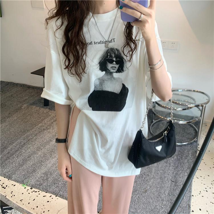 スリットグラフィックtシャツ ワイドパンツコーデ 韓国ファッション通販 Nosweat