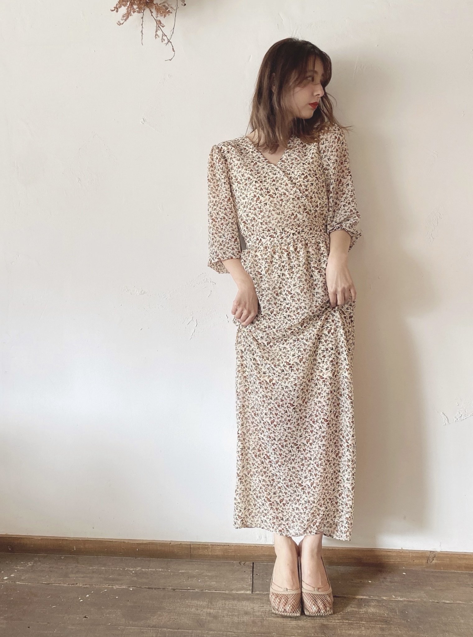 21春の新作 Pui Vintage Flower Dress ワンピース ロングワンピース