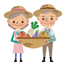イラスト素材 収穫した野菜を持つ農家の老夫婦 ベクター Jpg 8sukeの人物イラスト屋 かわいいベクター素材のダウンロード販売
