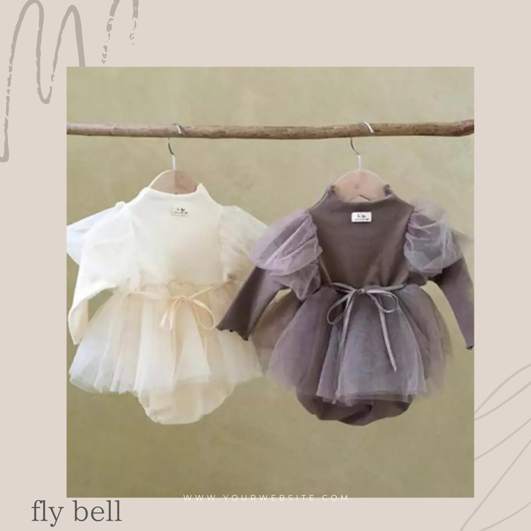 チュールベビーロンパースドレス 海外子供服 韓国 チュール ワンピース ドレス ロンパース 女の子 ガール ベビー パーティー 海外子供服 Fly Bell Import Select Shop