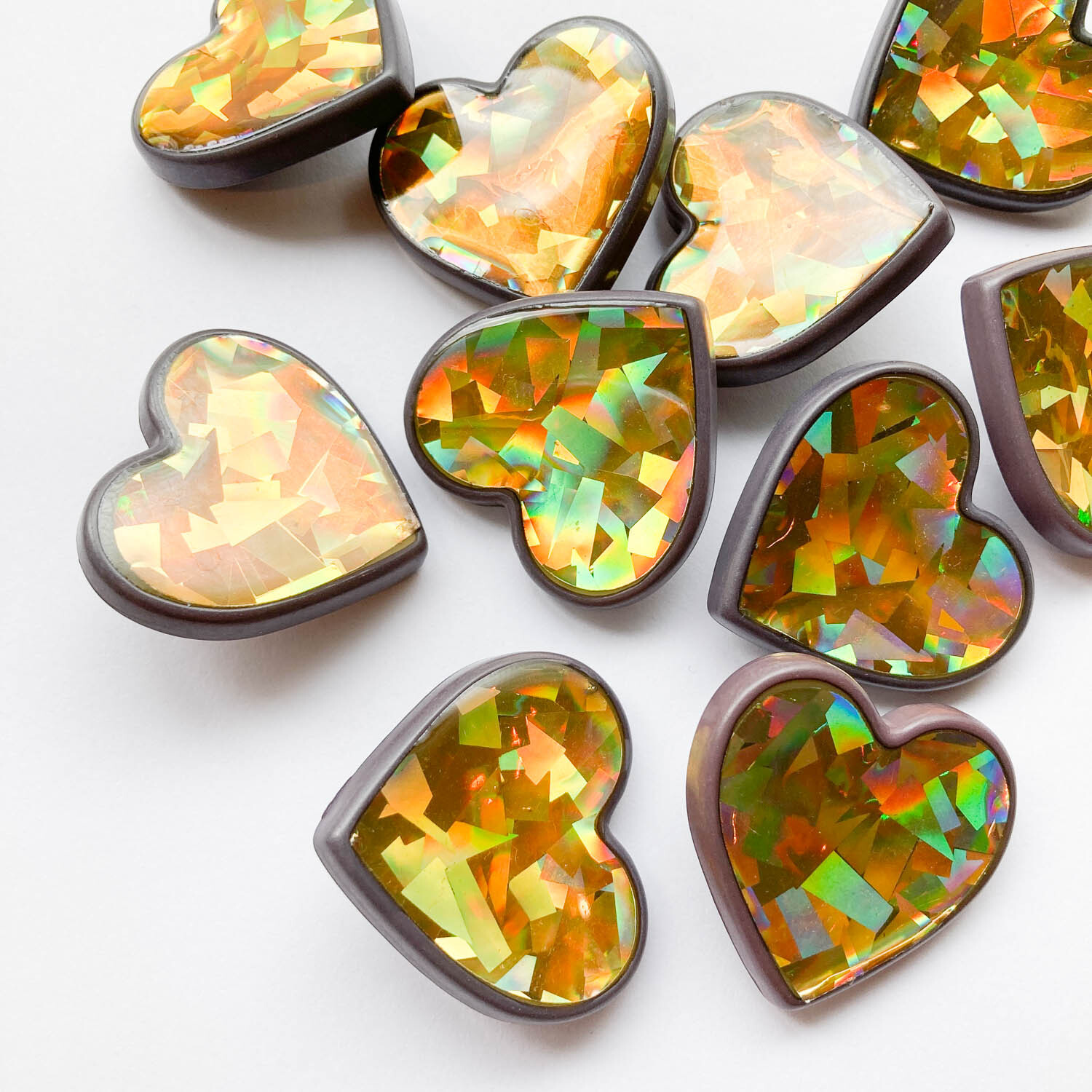 ホログラムハートのキラキラボタン Dua アクセサリーパーツショップ
