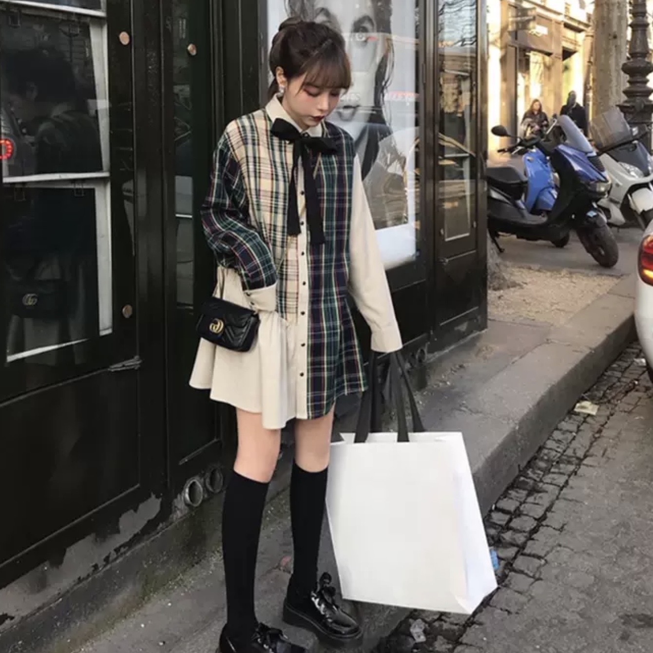 チェック 柄 切り替え リボン タイ ブラウス ワンピース レディース 秋 冬 服 ミニ 丈 長袖 韓国 ファッション ガーリー 前開き Op 0510 Happy Orurea ハッピーオルレア チェック 柄 切り替え リボン タイ ブラウス ワンピース レディース 秋 冬 服 ミニ 丈 長袖 韓国 ファッション ガーリー 前開き Op 0510 Happy Orurea ハッピーオルレア
