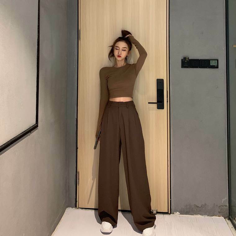 ビッグシルエット シンプル ワイドパンツ カジュアル メンズライク Aライン ズボン 4999 流行オルチャンファッション 人気のプチプラ韓国レディースファッション新作通販 Aliceholly