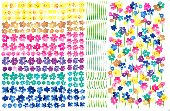 水彩 カラフルフラワー A3サイズ ポーセリンアート用転写紙 花 ポーセラーツ転写紙販売 Sonchic ソンシック Cherrys Sc