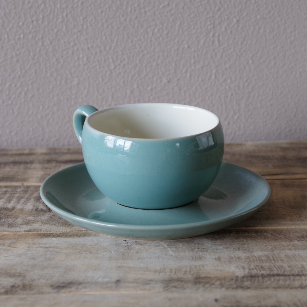 イギリス ビンテージ 食器 デンビー Denby Manor Green マナー グリーン ティーカップ ソーサー 1025 1 アンティーク レトロ モダン シンプル みどり Flohmarkt フローマルクト