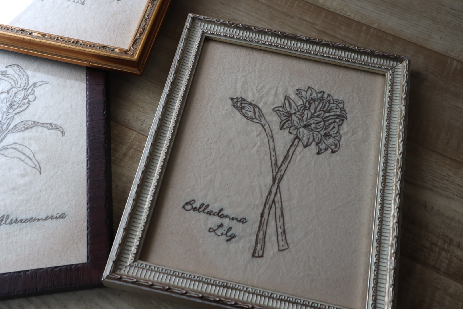 図鑑風花刺繍 ベラドンナリリー 花咲 はなえみ