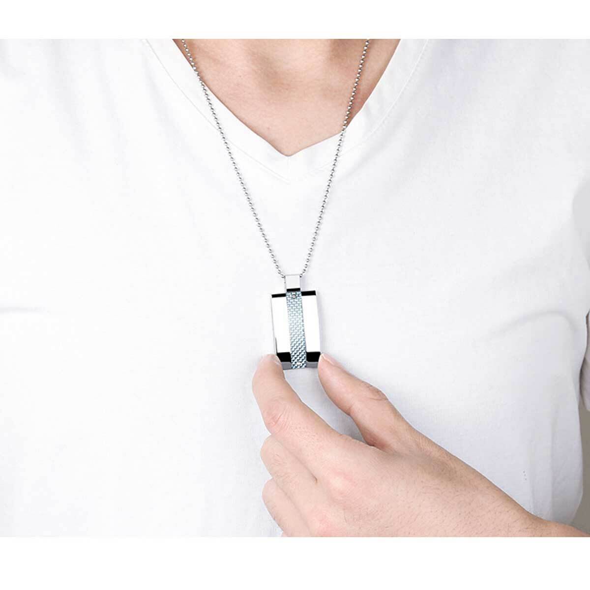 メンズ ネックレス ペンダント ブルーラインステンレスネックレス プレートネックレス ステンレス カーボン メンズネックレス メンズペンダント 送料無料 レディースネックレス 大人アクセサリー 男性アクセサリー Orss1106 Overrag