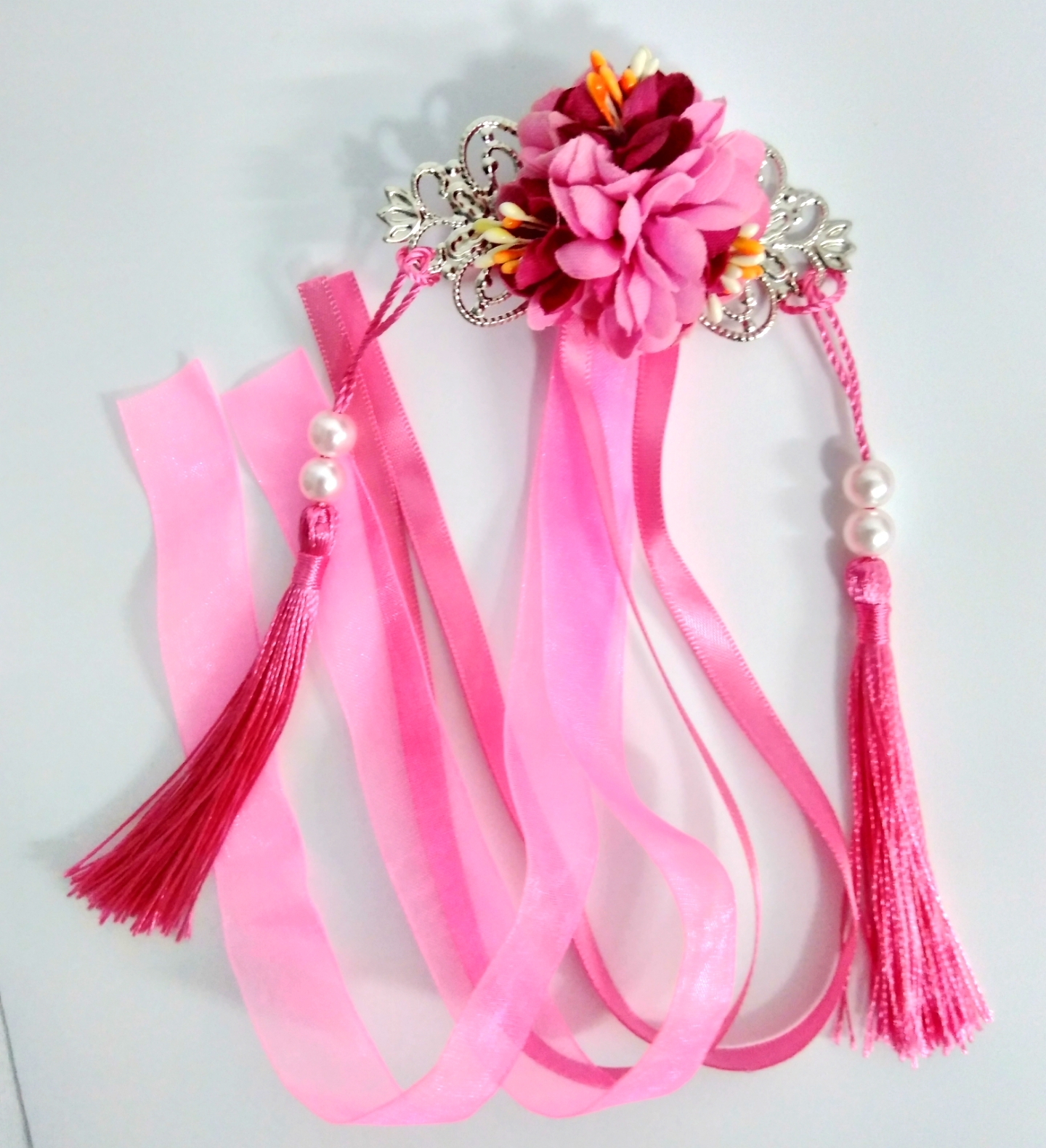 チャイナ髪飾り 牡丹ー０２ 濃桃 おもガラ庵