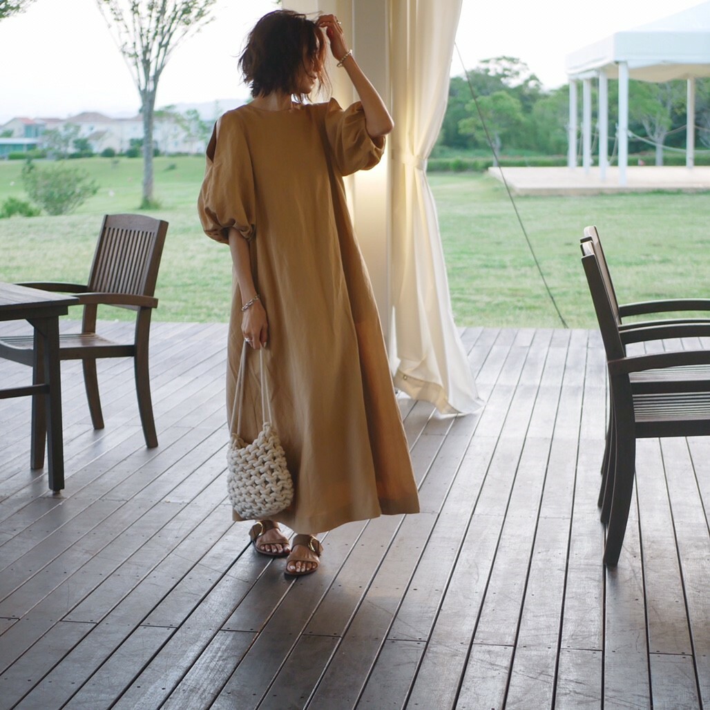 行き当たりばったり 住所 時刻表 リネン ベージュ ワンピース Leousa Org