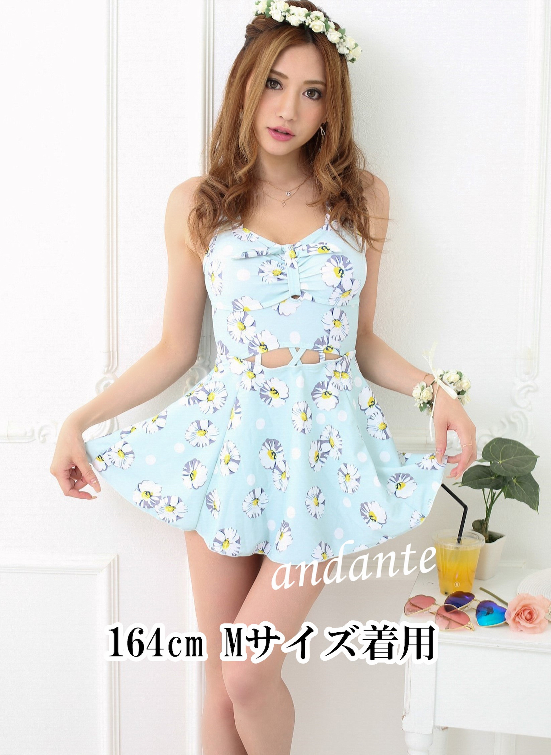 訳ありアウトレット品 マーガレット柄ワンピース水着 アパレル通販 Andante