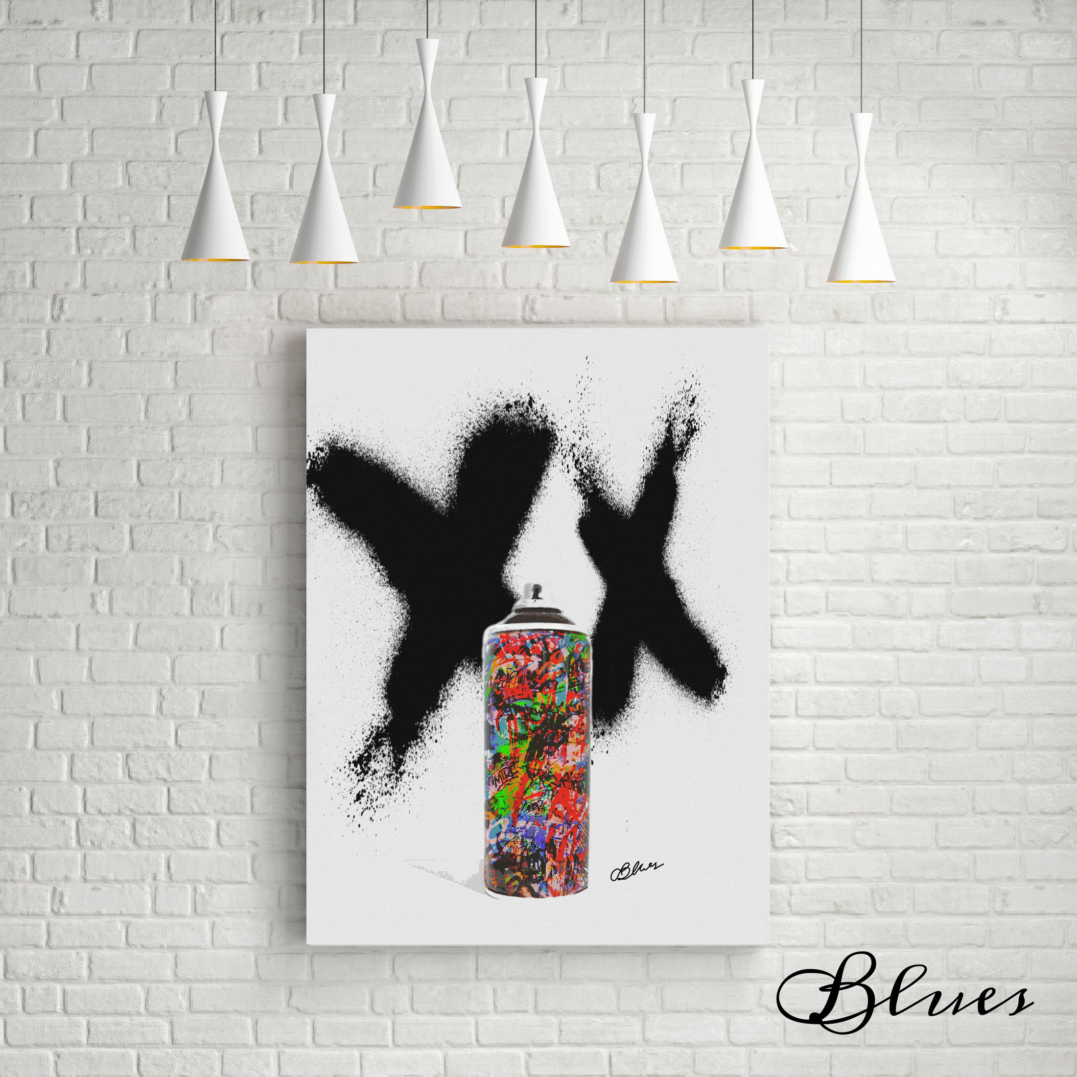 スプレー缶 グラフティ ストリートコラージュアート a1サイズ Blues Make Sense Art Gallery