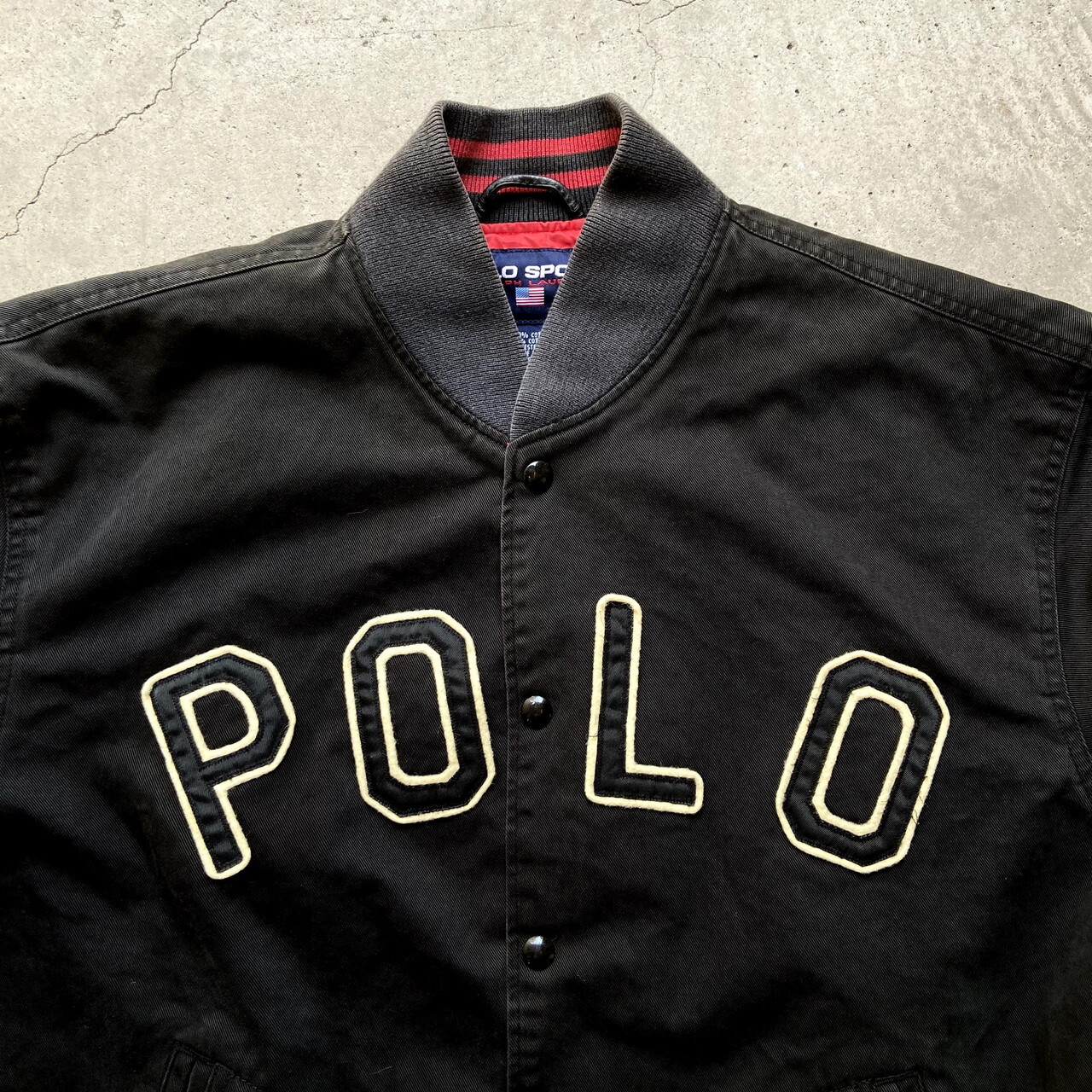 90年代 POLO SPORT ポロスポーツ Ralph Lauren ラルフローレン タイガーパッチ コットンバーシティジャケット メンズ