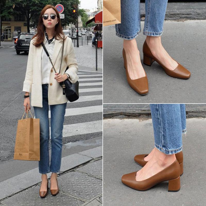 レディーススプリングオータムシングルレッドイブニング 靴 シューズ 春物 秋物 スクウェア 部族の婦人靴 Mixlily Shop A3