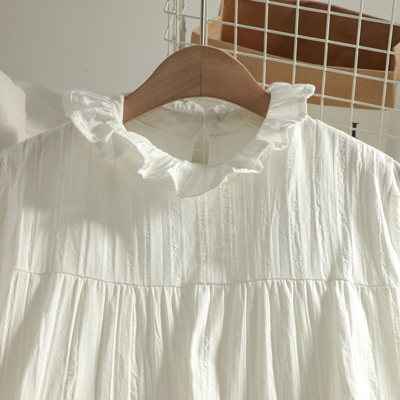 送料無料 無敵白ワンピ スタンドカラー ワンピース レイヤード カジュアル 可愛い シンプル 清楚 Lamitte Deco トレンド 韓国ファッション ショップ