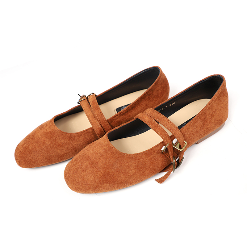 シューズ スクエアヘッドフラットシューズ 秋 冬 レトロ ペダルスエード フラットシューズ 靴 スウェード オータム 秋物 ウィンター 冬物 Ledy Go Round