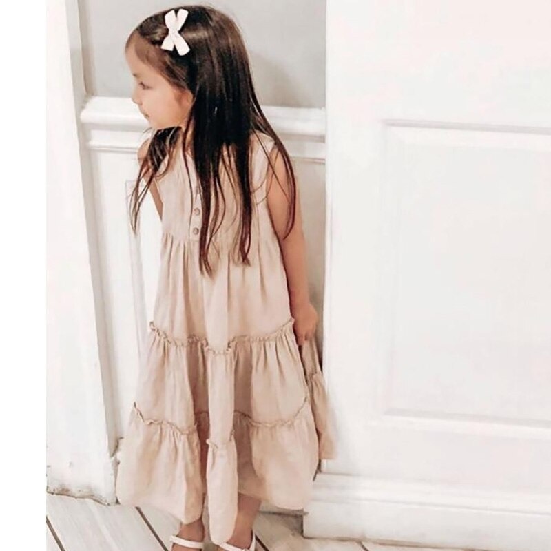 送料無料 2カラー ピンクベージュ 女の子 ノースリーブ ティアード ナチュラル ワンピース 子供 キッズ 赤ちゃん ベビー 春 夏 ナチュラル 韓国 プチプラ La Preference