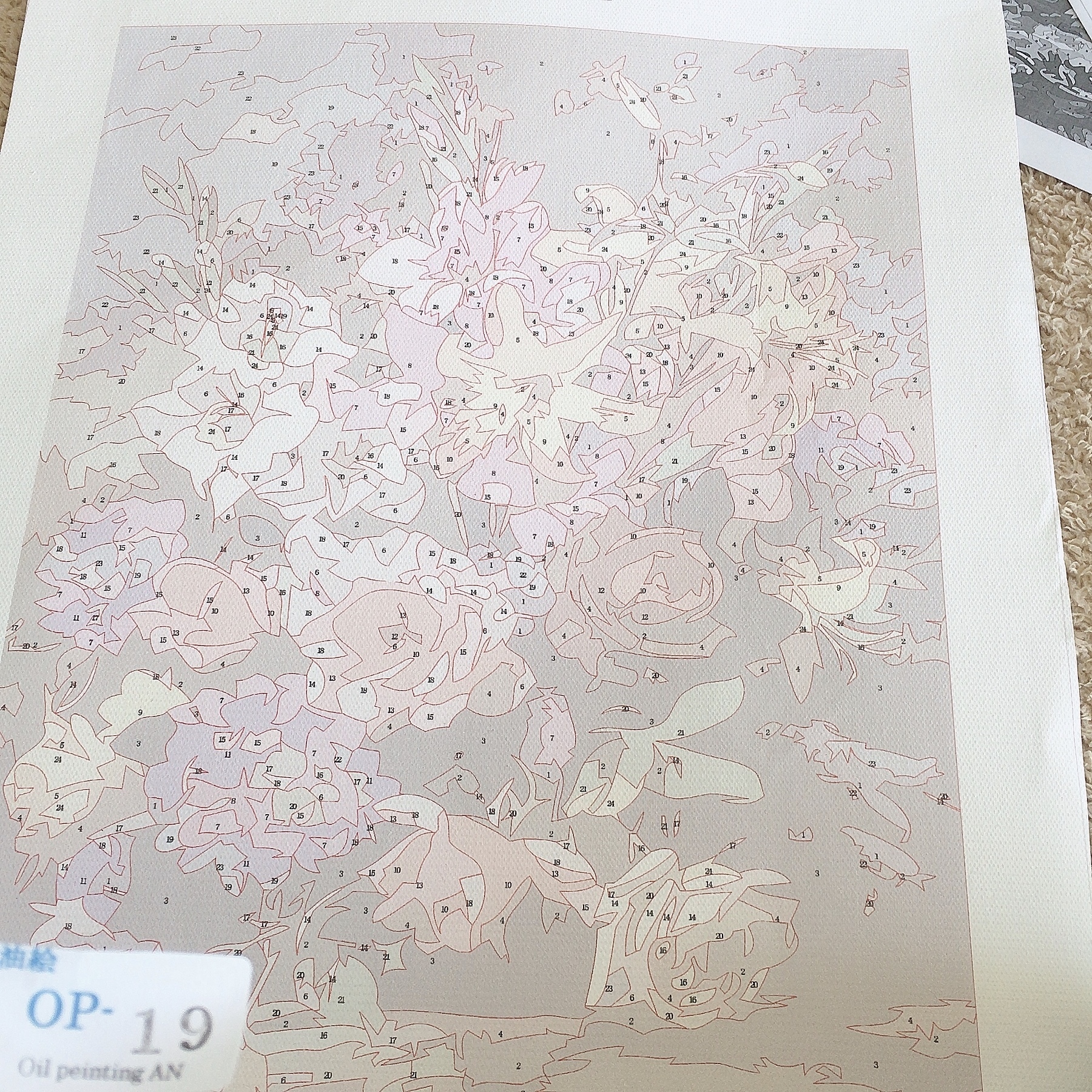 油絵 Op 19 ナンバーペイント 花 ぬりえ 大人の塗り絵 イラスト ダイヤモンドアート An