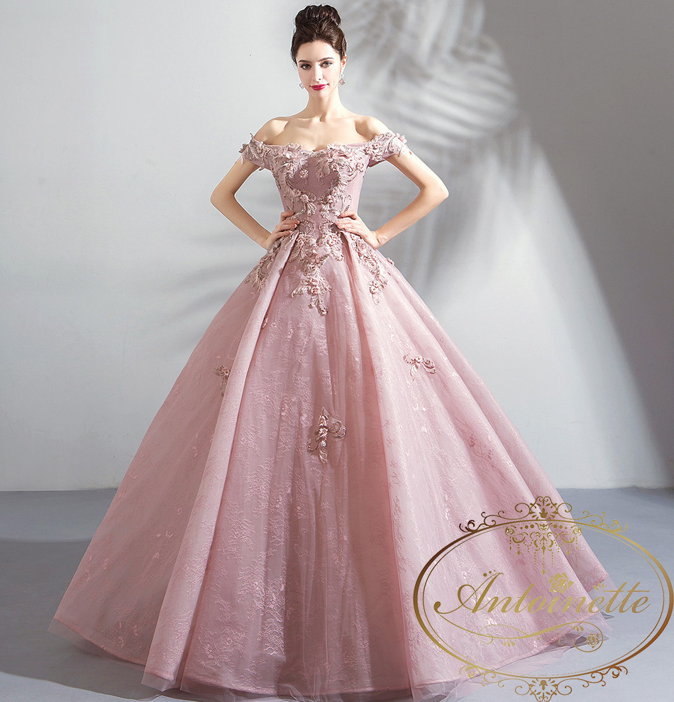 Pink Weddingdress Flower Princess Party Luxury Aurora おとぎ話のお姫様 結婚式 ウエディングドレス Antoinette