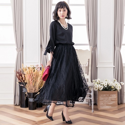 パーティードレス 結婚式 二次会 ツーピース 結婚式 お呼ばれ ドレス 代 30代 40代 結婚式 パーティー ドレス 袖あり 体型カバー レディース フォーマル 1850 B Bloom ビーブルーム レディースファッション通販