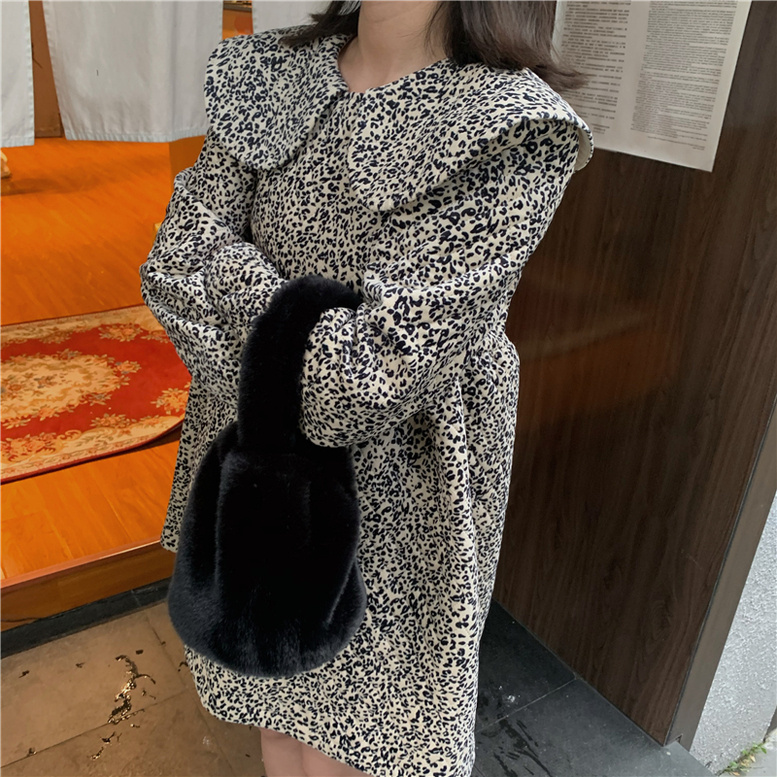 レオパード柄フレアワンピース ミニワンピース フレアスカート 長袖 大人かわいい Graces By Yuu