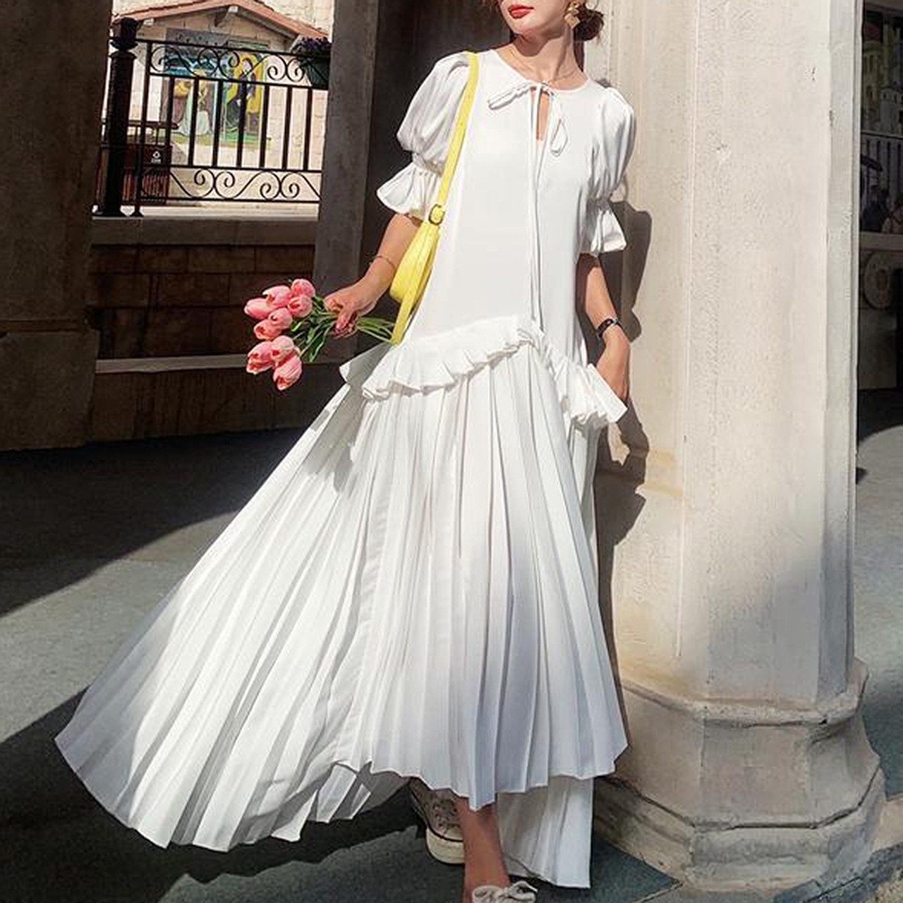 Al 322 ウエストフリルティアード ヘムプリーツ ガーリーワンピース A Lot Of Love 公式