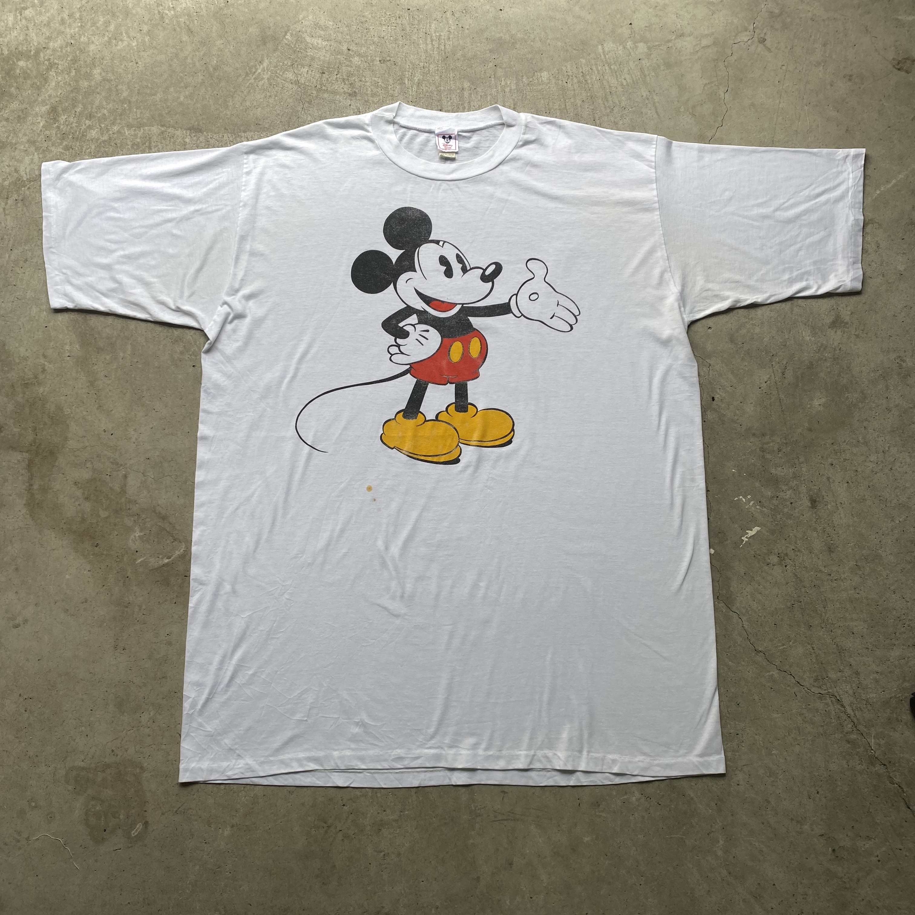 ビッグサイズ 80年代 Disney Wear ディズニー Mickey Mouse ミッキーマウス プリントtシャツ キャラクターtシャツ ワンピース メンズ レディース ワンサイズ 古着 Tシャツ Cave 古着屋 公式 古着通販サイト