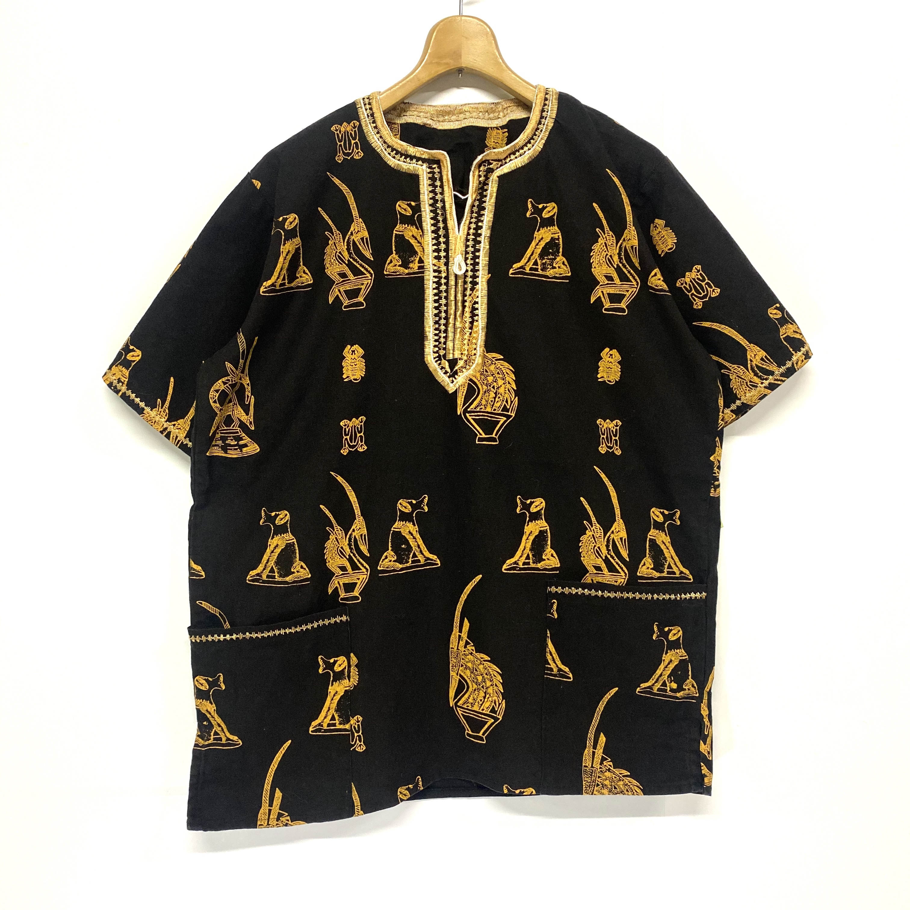 コットンチュニック クルタ 民族衣装 総柄 刺繍 メンズ レディース 古着 半袖シャツ Cave 古着屋 公式 古着通販サイト