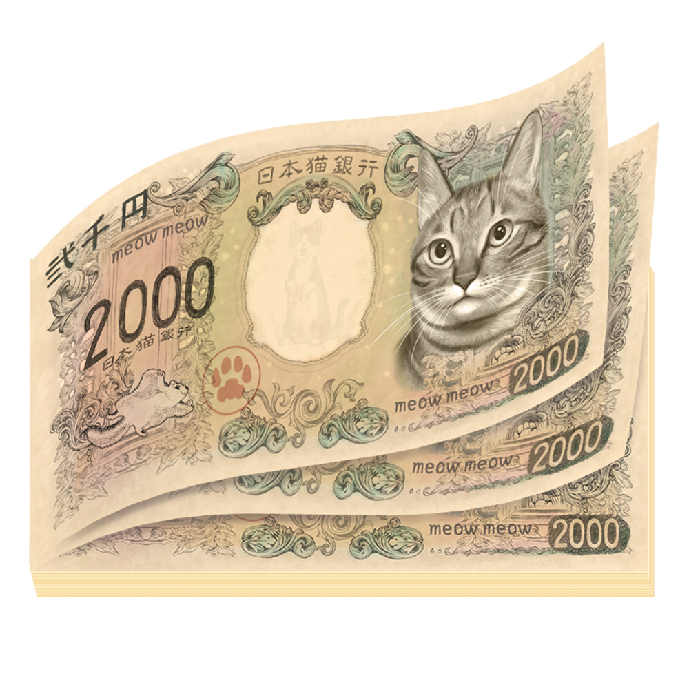 猫紙幣メモ帳 60枚綴り Furbaby ファーベイビー Base店