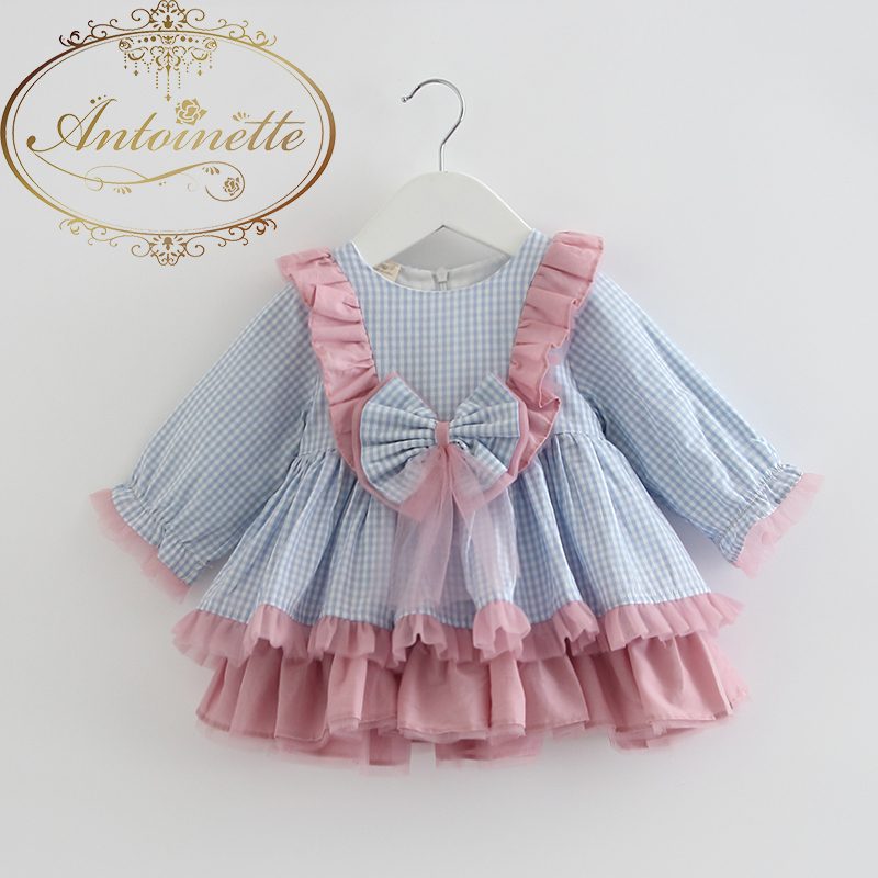 赤ちゃん ベビー 服 可愛い リボン 長袖 秋 冬 ワンピース リボン おでかけ フリル Antoinette