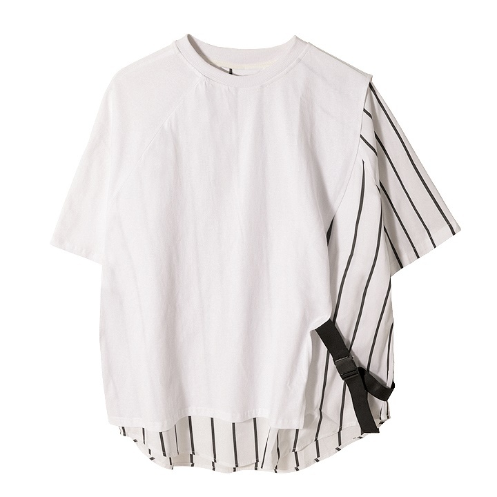 デザイン Tシャツ ストライプ 重ね着風 メンズ セレクトショップ Taeyangday Shop テヤンデイショップ