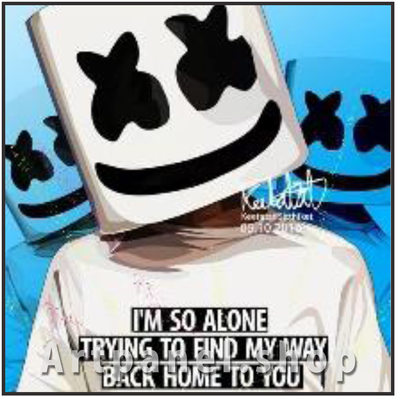 マシュメロ Dj Marshmello Blue Mサイズ52cm Ms 0039 Artpanel Shop ポップアートパネル公式通販サイト アートパネルドットショップ