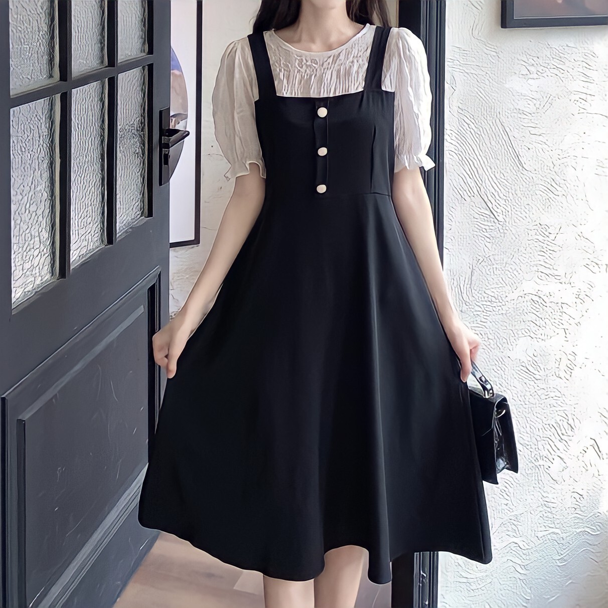 重ね着風キャミワンピース Cherie Ange